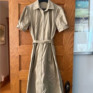 Chic Tan Midi Dress with Belt